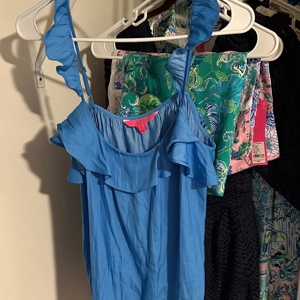 Lilly Pulitzer Blue Ruffled Blouse - Picture 1 of 3